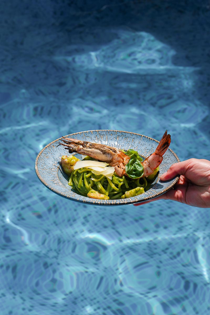 Restaurant dish served by the pool